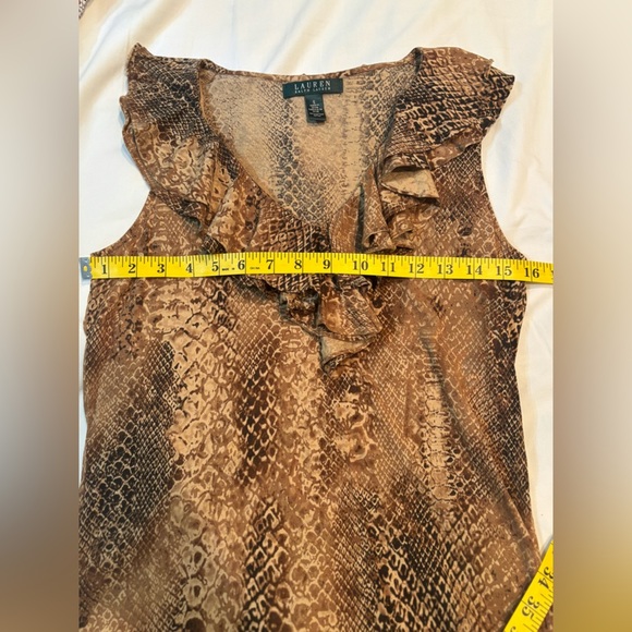 Lauren Ralph Lauren Snake Print Ruffle Trim Sleeveless Top Size Small - Picture 4 of 9
